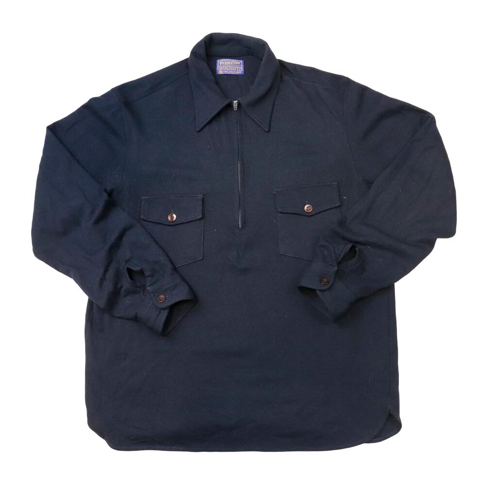 Vintage Wool Pendleton Navy Quarter ZIP Size L 70s